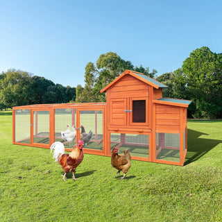 122＂Large Wooden Chicken Coop,Outdoor Hen House with Nesting Box ,Wire Fence Poultry Cage Dweva