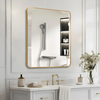 Gold 30 "x36" Rectangular Bathroom Wall Mirror Dweva
