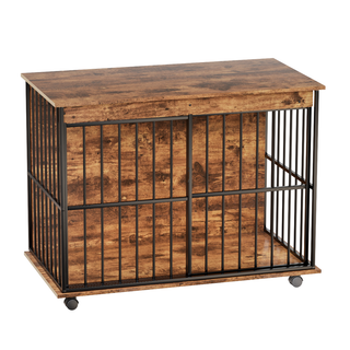 Dog Crate Furniture , Large Dog Cage Furniture with Tray for Medium Large Dogs, Wooden Dog Kennel Furniture Dweva