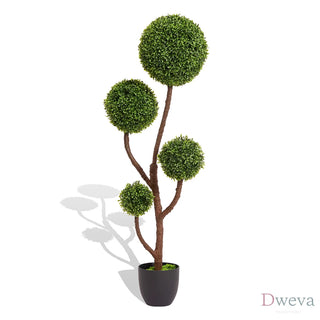 4FT Tall Artificial Boxwood Topiary Tree Large Faux Green Plant in Pot for Indoor Outdoor Home Office Porch Decor, 1pc/set Dweva