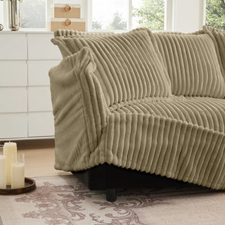 Slipcovered Fluffy Sofa - 2 Seat with Ottoman Dweva