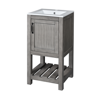 16" Bathroom Vanity Sink Combo for Small Space, Bathroom Sink Cabinet with Rectangular Ceramic Basin, Bathroom Vanities Cabinet with 1 Door and 1 Open Shelf Dweva