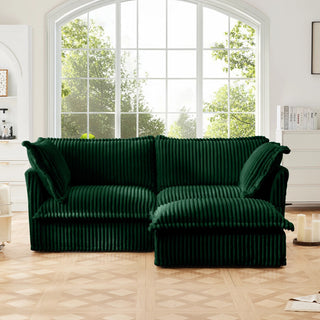 Slipcovered Fluffy Sofa - 2 Seat with Ottoman Dweva