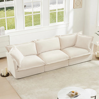Slipcovered Fluffy Sofa - 3 Seat Dweva
