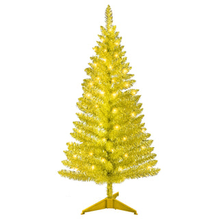 4FT Gold Christmas Tree with 50 UL Lights, 122 PVC Tips – Prelit Artificial Holiday Tree for Indoor Decoration, Small Space, Tabletop, Apartment, or Office Dweva