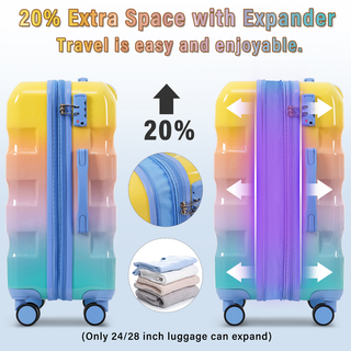 Luggage Set 3 Piece – Hardshell Suitcases with Spinner Wheels and TSA Lock, Lightweight Durable PC+ABS, Vibrant Glossy Expandable Design for Travel (20"/24"/28") Dweva