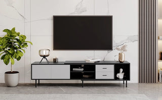 Modern TV Stand for 80'' TV with 2 Doors, Media Console Table, Entertainment Center with Large Storage Cabinet for Living Room, Bedroom