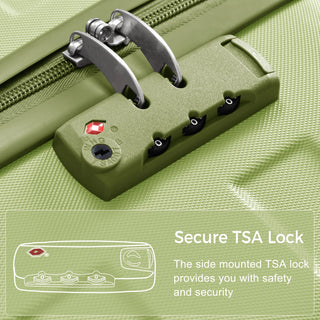 Luggage Sets New Model ABS Hardshell 3pcs Clearance Luggage Hardside Lightweight Durable Suitcase sets Spinner Wheels Suitcase with TSA Lock 20''24''28''( Light Green) Dweva