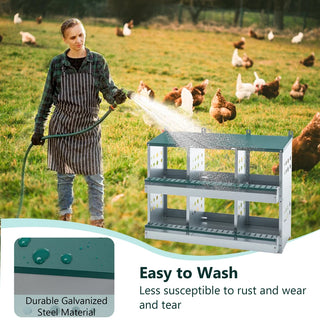 6 Compartments Chicken Nesting Box for Laying Eggs, Roll Away Chicken Laying Boxes, Green Dweva