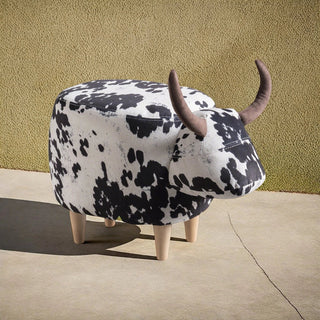 Animal Ottoman/Footstool, Black and White Cow-Shaped Ottoman, Modern Ottoman, Modern Accent Stool Home Decor, Suitable for Living Room, Bedroom, Porch, Garden, Backyard, Balcony Dweva