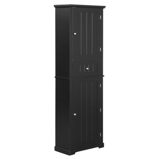 Tall Bathroom Storage Cabinet, Freestanding Storage Cabinet with Drawer and Adjustable Shelf, MDF Board with Painted Finish, Black (Old Sku:WF312727AAB)