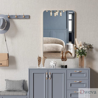 24x36 Inch Silver Metal Framed Rectangular Bathrrom Mirror for Wall.(W2203P156434) Dweva