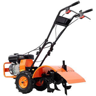 Heavy duty Power tiller, Rear Tine Tiller - 7HP Gas Engine 212CC, 20" Wide and 8" Deep Cultivator - Garden Soil Prep for Planters and Vegetable Beds and More. Dweva