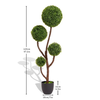 4FT Tall Artificial Boxwood Topiary Tree Large Faux Green Plant in Pot for Indoor Outdoor Home Office Porch Decor, 1pc/set Dweva