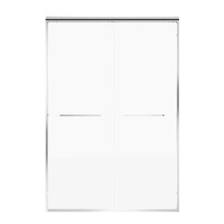 60" W x 72" H Chrome Aluminum Frame Double Sliding Shower Door with 1/4" (6mm) Nano-Coated Clear Tempered Glass and Dual Stainless Steel Handles Dweva