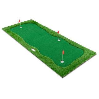 12x5 FT Golf Putting Green, Golf Training Mat with High-quality Turf, 3 Holes, 3 Flags and Cups for Indoor Outdoor Dweva