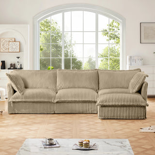 Slipcovered Fluffy Sofa - 3 Seat with Ottoman Dweva