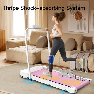 Under Desk Treadmill, Walking Pad, 2 in 1 Portable Treadmill with Handle Remote Control LED Display, Walking Jogging Machine for Home Office Use Pink