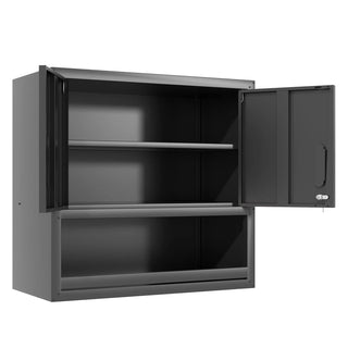 Metal Wall-Mounted Tool Storage Cabinet with Locking Door and 1 Shelf 1 Opened Drawer for Garage Warehouse,Office,Assembly Required Dweva