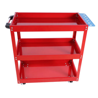 Tool Cart on Wheels, 3 Tier Rolling Mechanic Tool Cart, Heavy Duty Steel Utility Cart w/Lockable Wheels, 450 LBS Capacity Industrial Service Cart for Garage, Warehouse, Workshop (Bright Red) Dweva