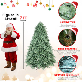 4FT Blue-Green Tint Christmas Tree with 592 PE+PVC Tips – Unique Full-Bodied Tree with Hinged Branches, Easy Assembly, Stable Metal Stand, Eye-Catching Holiday Decor Dweva