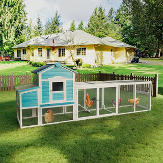 Wooden Chicken Coop with Nesting Box and Free-Range Door, All-Weather Asphalt Roof, Sliding Tray for Easy Cleaning, Large Outdoor Poultry Cage for Chickens, Ducks, and Small Animals Dweva