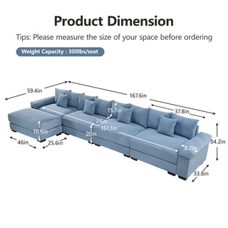 Velora Cloud Modular Sofa - Blue