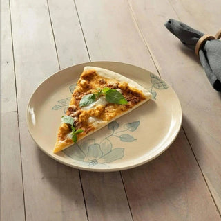 Off-White Round Ceramic Printed Dinner Plate – Elegant Dining Plate for Every Meal-9.8" Dia Dweva