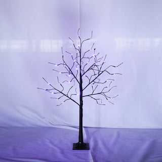 3 Pac Halloween Spooky Tree with Purple Lights, 4FT 5FT and 6FT, Lighted Black Tree for Halloween Decoration Dweva