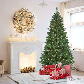 7ft Green Christmas Tree with 400 WiFi-Controlled RGB LED Lights, 1063 PVC Tips, 38 Light Functions, Music Sync, Hinged Structure & Metal Stand – Smart App-Controlled Holiday Tree Dweva