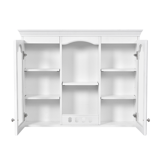 Wall Mounted Medicine Cabinet, Bathroom Wall Cabinet with 2 Glass Doors, Over The Toilet Space Saver Storage Cabinet with Ample Storage, White Dweva