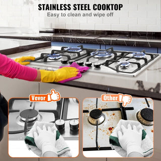 Gas Cooktop 30 inch, Max 12250BTU 5 Burners Built-in Stainless Steel Gas Stove Top, LPG/NG Convertible Dual Fuel Natural Gas Hob with Thermocouple Protection Dweva