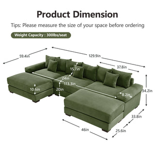 Velora Cloud Modular Sofa - Green