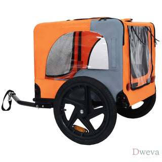 Outdoor Heavy Duty Collapsible Pet Bike Trailer with 16-Inch All-Terrain Wheels & Universal Hitch – Foldable Dog/Cargo Carrier Cart for Bicycles, orange Dweva