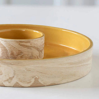 Handcrafted Sustainable Ceramic Chip-N-Dip Bowl- Amber Love Dweva