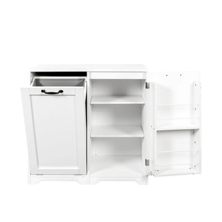 Laundry Cabinet with Doors and shelf, Tilt-Out Laundry Hamper, Freestanding Style, Adjustable Shelf, White Dweva