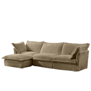 Slipcovered Fluffy Sofa - 3 Seat with Ottoman Dweva