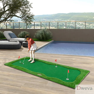 12x5 FT Golf Putting Green, Golf Training Mat with High-quality Turf, 3 Holes, 3 Flags and Cups for Indoor Outdoor Dweva