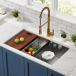 33 Undermount Workstation Sink-33 x 19 Inch Undermount Stainless Steel Kitchen Sink 18 Gauge, Handmade R10 Radius 10 Inch Deep Undermount Single Bowl Sink with Accessories Dweva