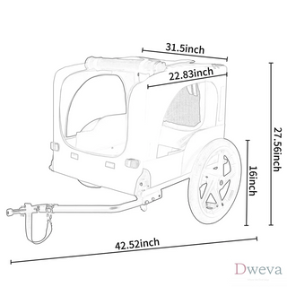 Outdoor Heavy Duty Collapsible Pet Bike Trailer with 16-Inch All-Terrain Wheels & Universal Hitch – Foldable Dog/Cargo Carrier Cart for Bicycles, blue, grey Dweva