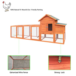 122＂Large Wooden Chicken Coop,Outdoor Hen House with Nesting Box ,Wire Fence Poultry Cage Dweva