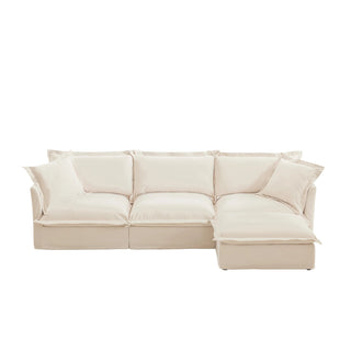 Slipcovered Fluffy Sofa - 3 Seat with Ottoman Dweva