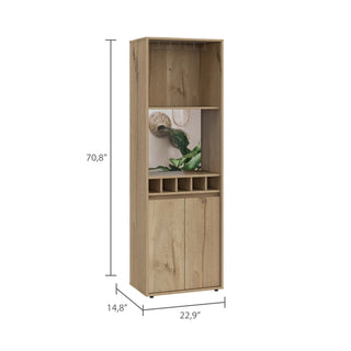 Redding Bar Cabinet, One Cabinet, Interior Shelves, Five Bottle Cubbies, Two Shelves Dweva