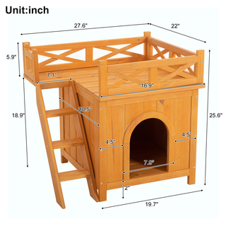 Weatherproof Catio Outdoor Cat Enclosure, Outdoor Cat house, Natural Wood Playground, Natural Cat Shelf with Litter Box Dweva