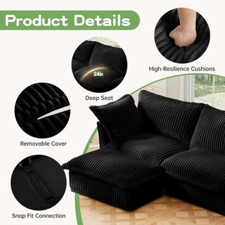 Slipcovered Fluffy Sofa - 2 Seat Dweva