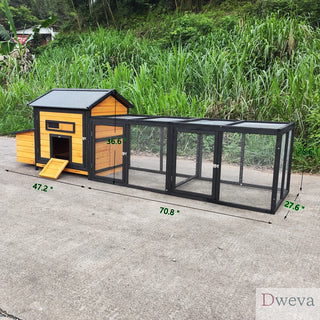 118" Large Wooden Chicken Coop Outdoor Hen House with Nesting Box, Leak-Proof Pull-Out Tray, Asphalt Roof & Free-Range Doors – Secure Poultry Cage for Backyard Farm Use Dweva