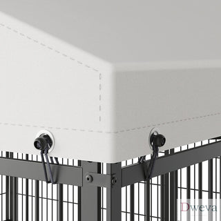 Large Dog Kennel Outdoor Pet Pens Dogs Run Enclosure Animal Hutch Metal Coop Fence with Roof Cover. 9.62'L x 9.35'W x 6.18'H. Dweva