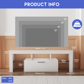 Fashion TV stand TV cabinet,Entertainment Center,TV station TV console,media console,with LEDlight belt,light belt remote control,toughenedglassshelf,metal handle,Canbeplaced in the living room,bedroom,white