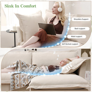Slipcovered Fluffy Sofa - 2 Seat Dweva
