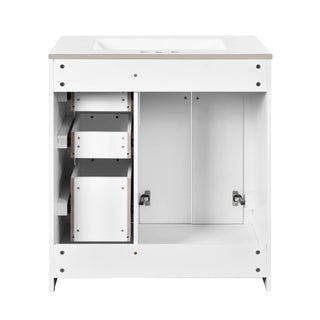 30'' Bathroom Vanity with Ceramic Sink Combo, Solid Wood Frame Bathroom Storage Cabinet, Freestanding Vanity Set with 3 Drawers& Soft Closing Doors Dweva